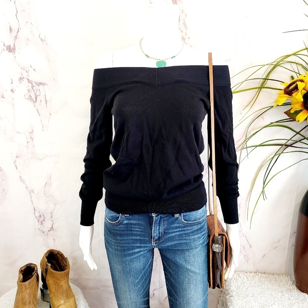 Reiss Chic Off-Shoulder Black sweater